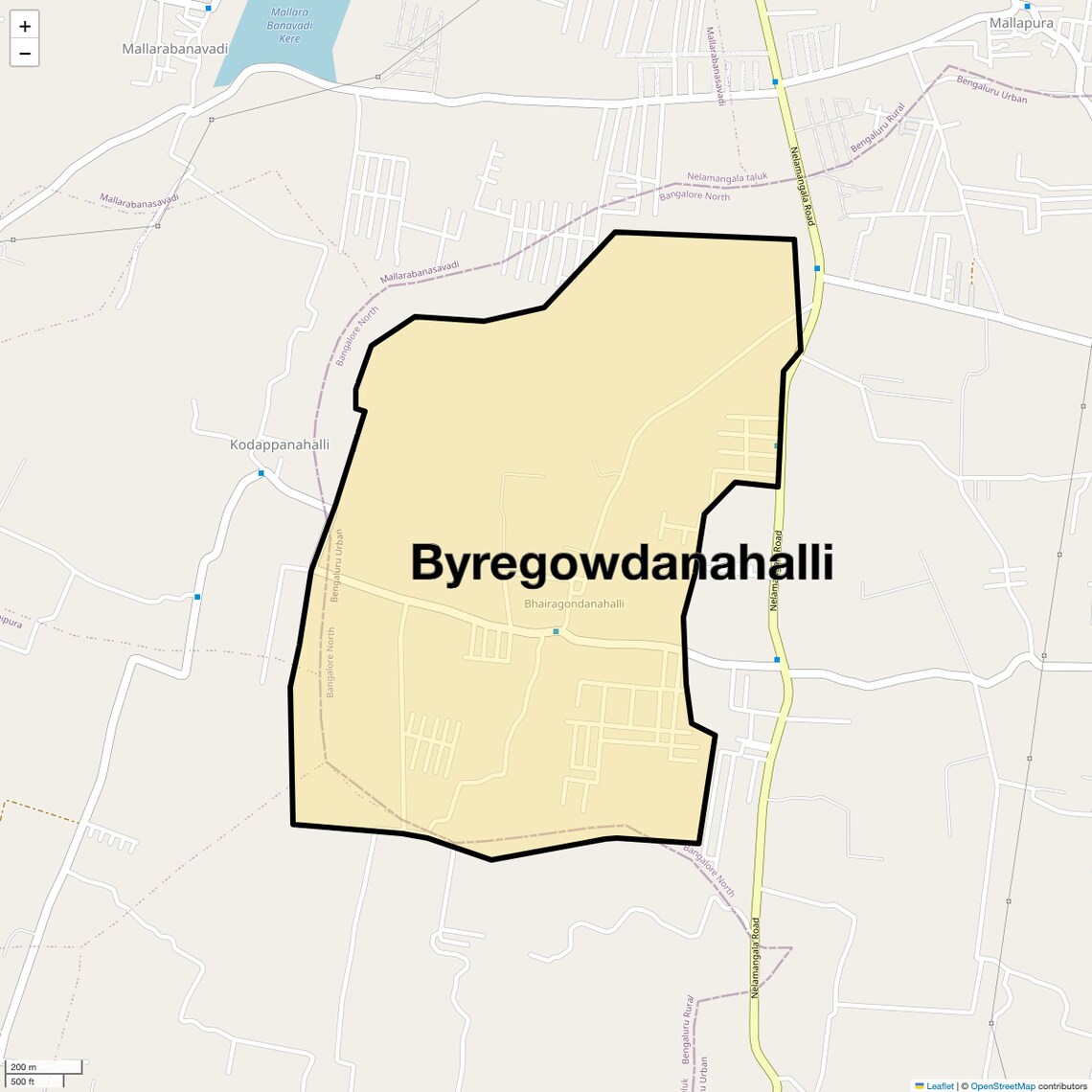 Location Map of Byregowdanahalli, Bangalore