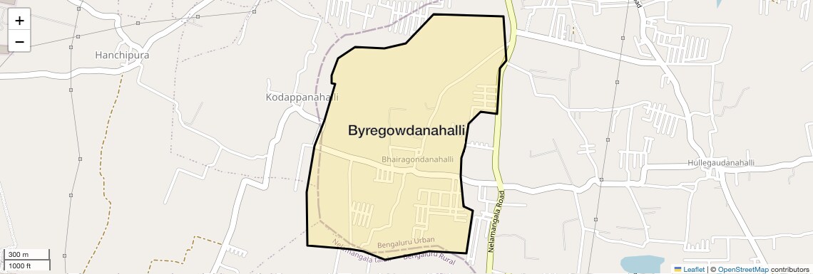 Location Map of Byregowdanahalli, Bangalore