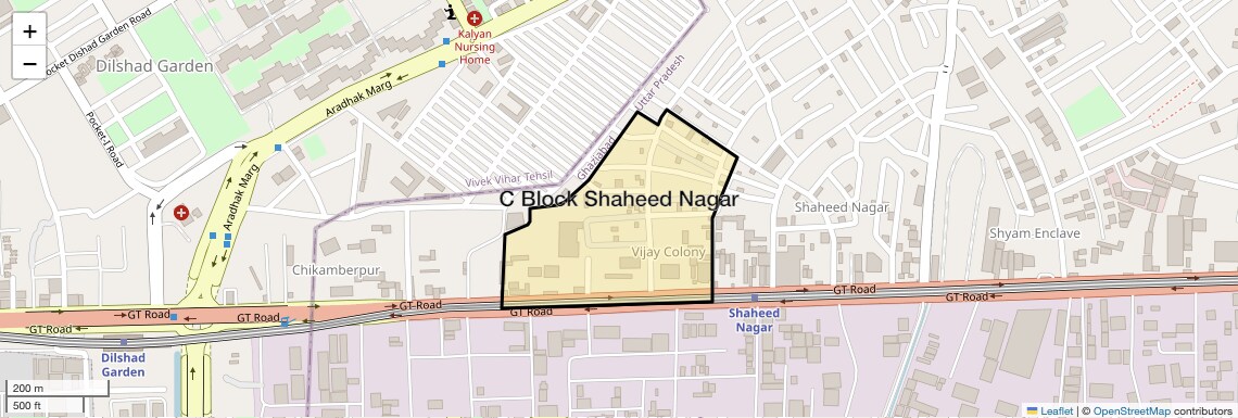Location Map of C Block Shaheed Nagar, Ghaziabad