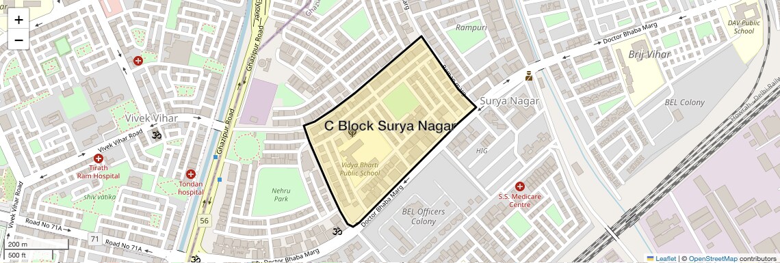 Location Map of C Block Surya Nagar, Ghaziabad