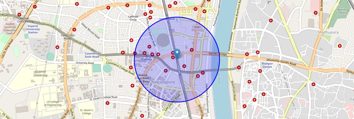 Location Map of C G Road, Ahmedabad