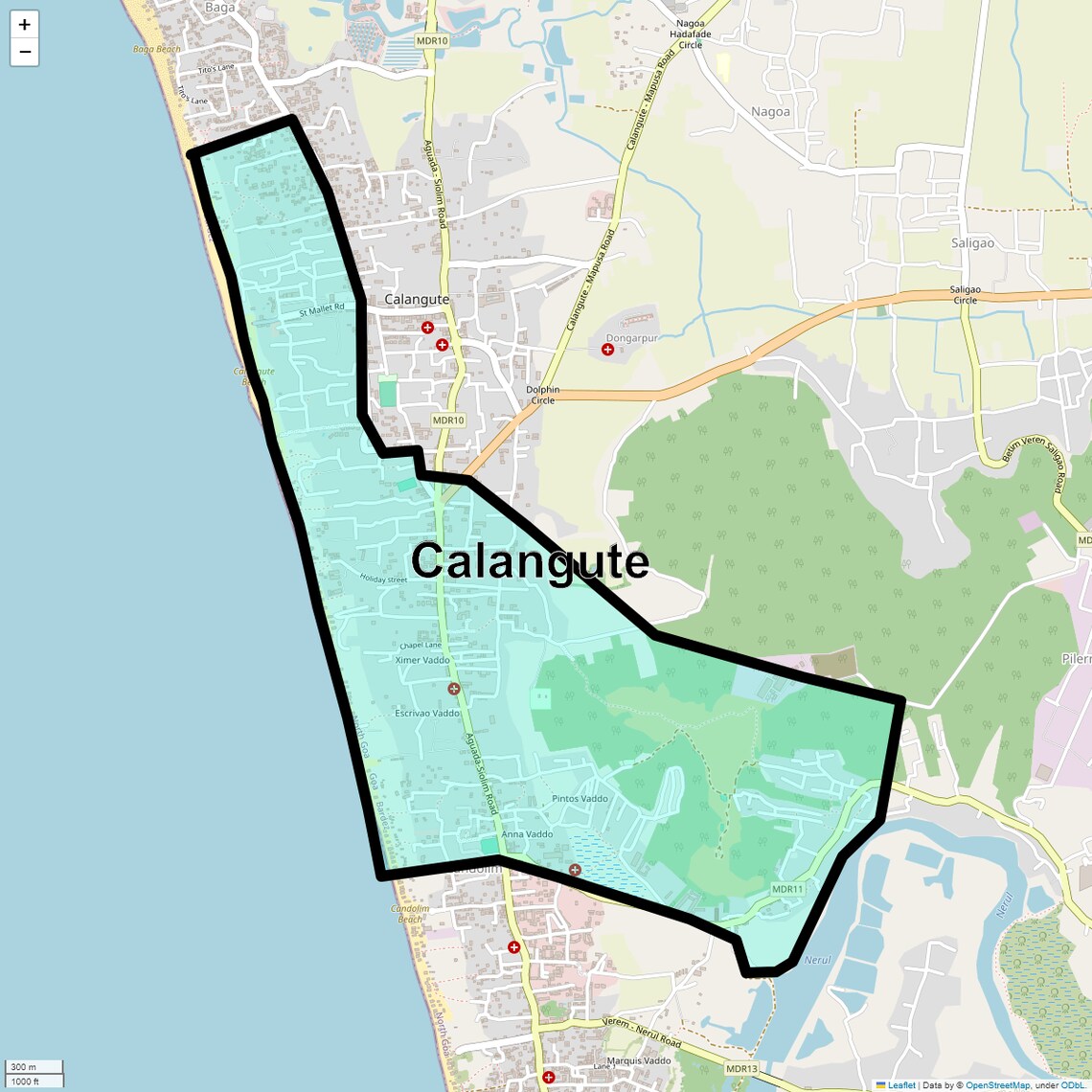 Location Map of Calangute, Goa
