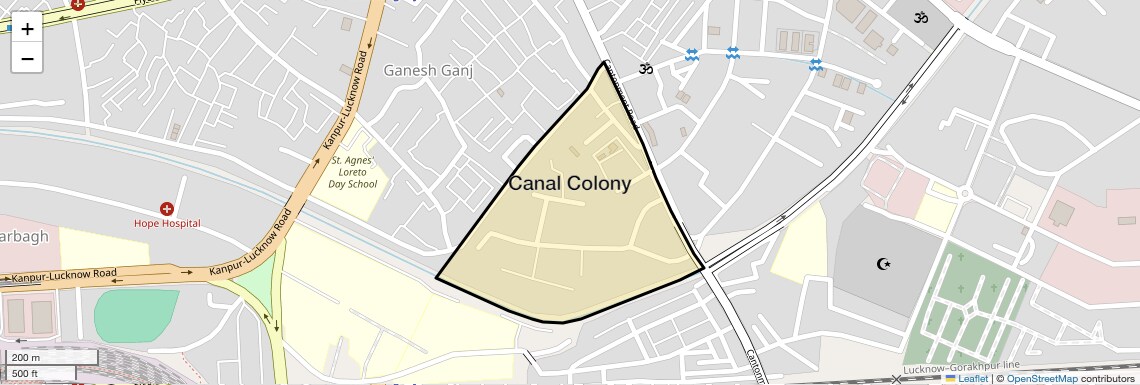 Location Map of Canal Colony, Lucknow