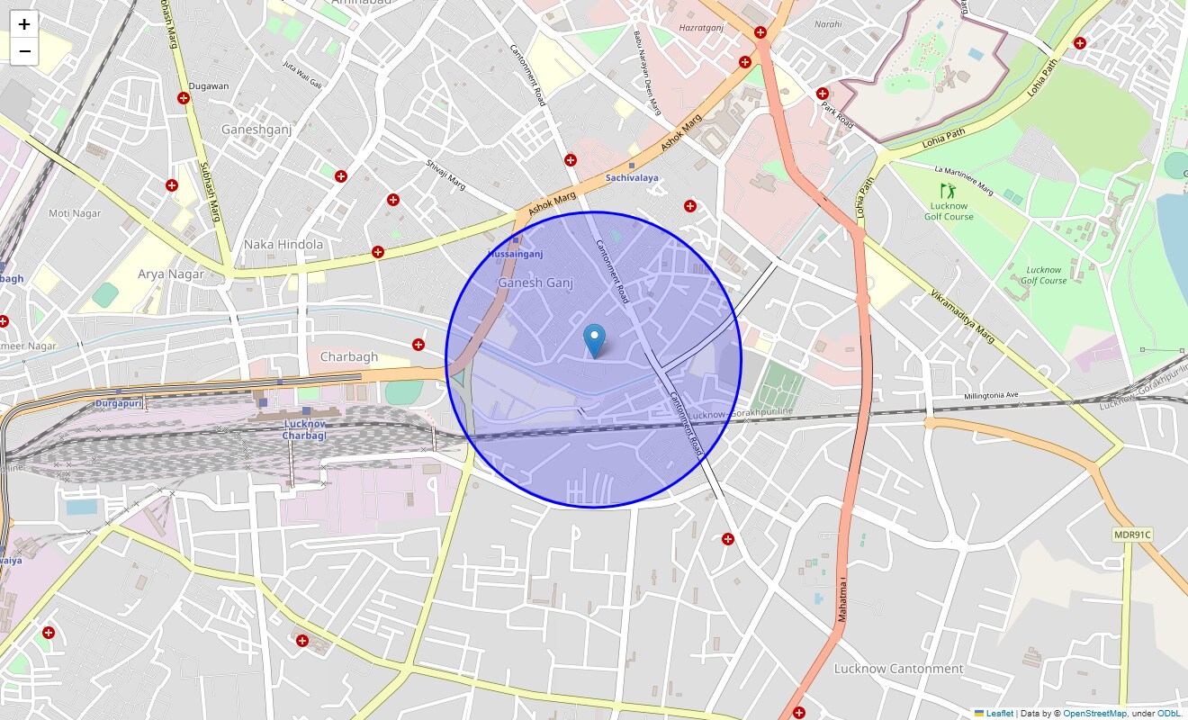 Location Map of Canal Colony, Lucknow