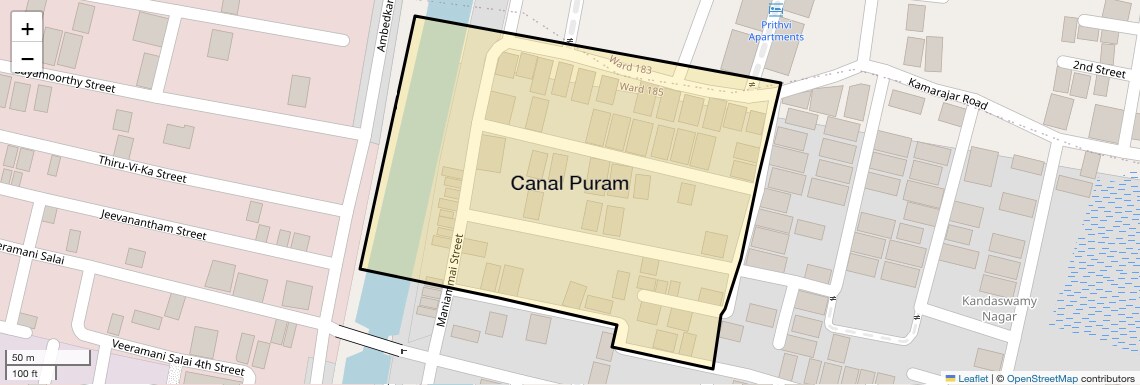 Location Map of Canal Puram, Chennai