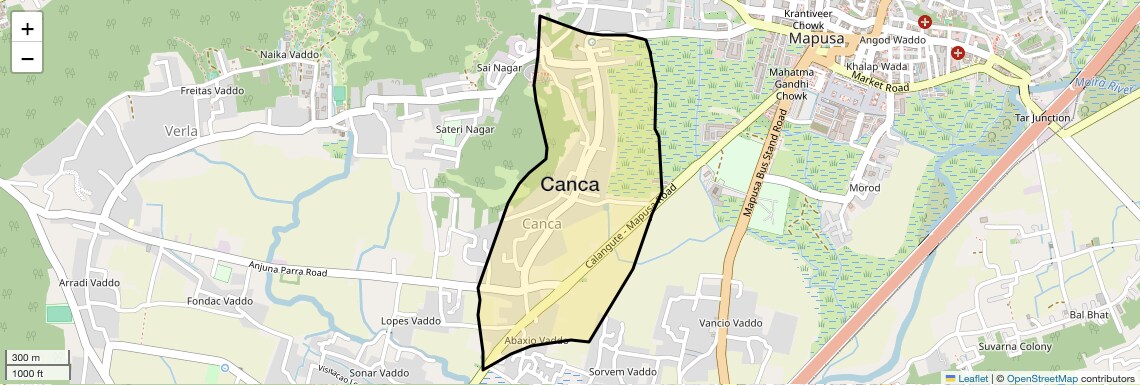 Location Map of Canca, Goa
