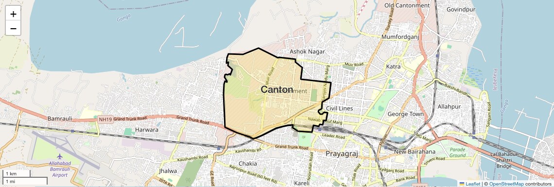 Location Map of Canton, Allahabad