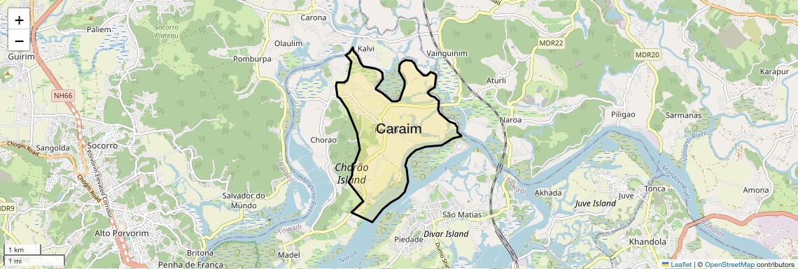 Location Map of Caraim, Goa