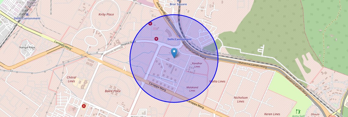 Location Map of Cariappa Vihar, Delhi