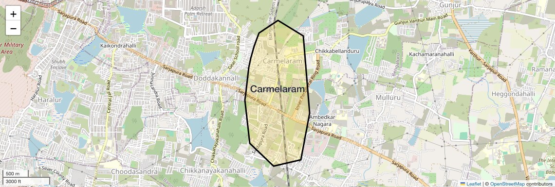 Location Map of Carmelaram, Bangalore