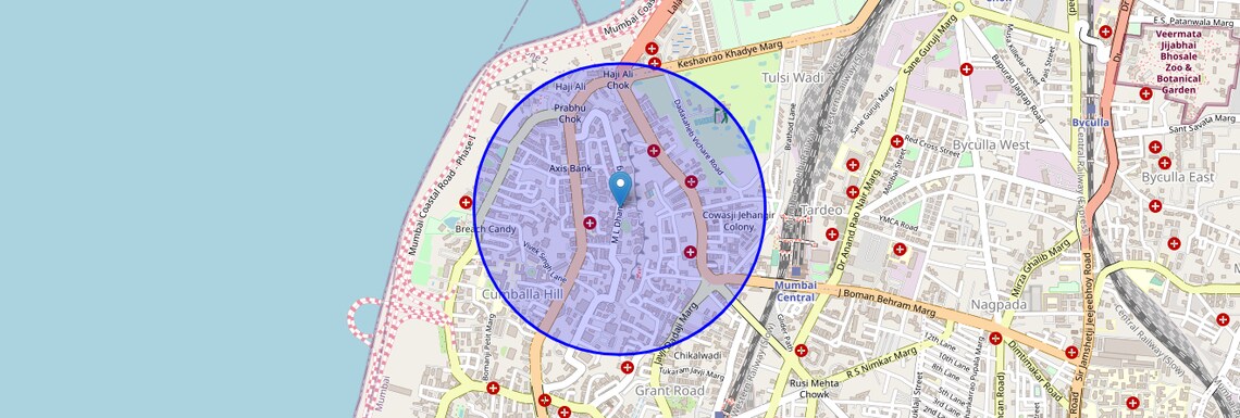 Location Map of Carmichael Road, Mumbai