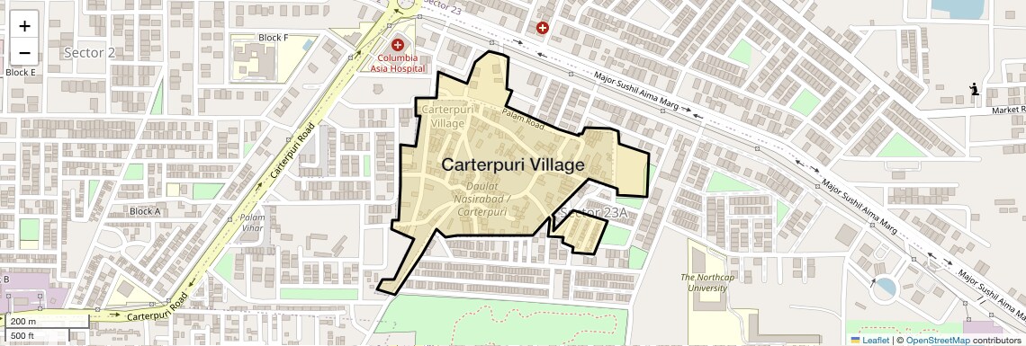Location Map of Carterpuri Village, Gurgaon