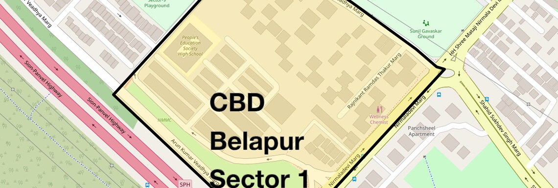 Location Map of CBD Belapur Sector 1, Navi Mumbai