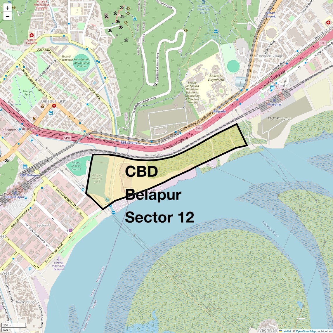 Location Map of CBD Belapur Sector 12, Navi Mumbai