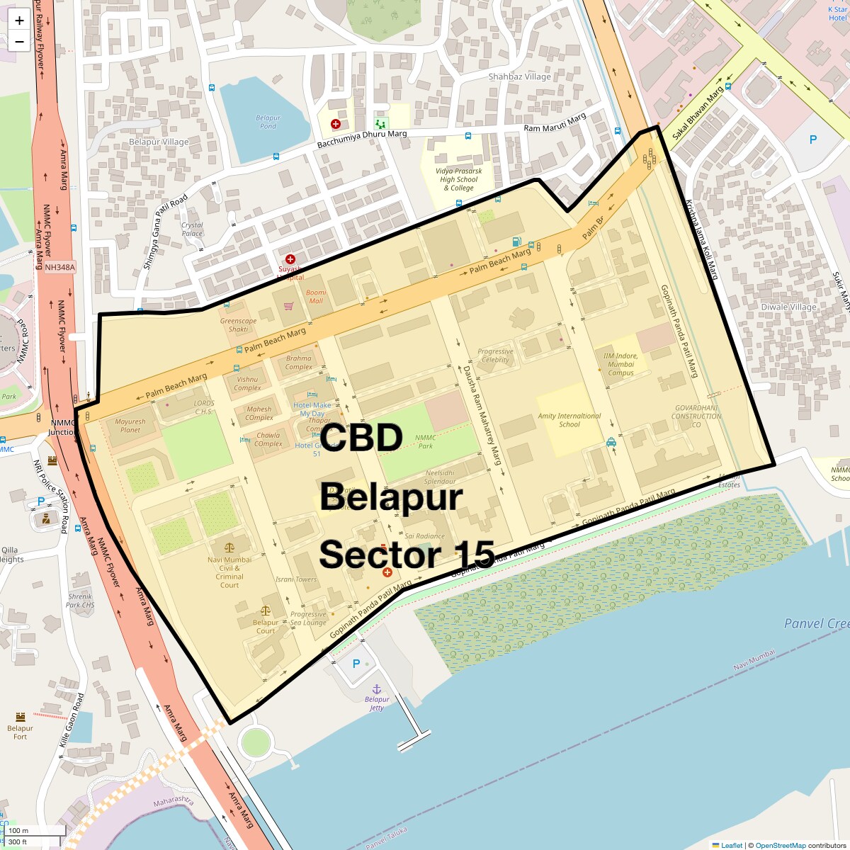 Location Map of CBD Belapur Sector 15, Navi Mumbai