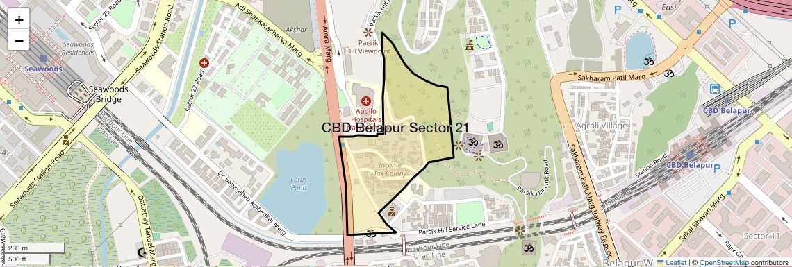 Location Map of CBD Belapur Sector 21, Navi Mumbai