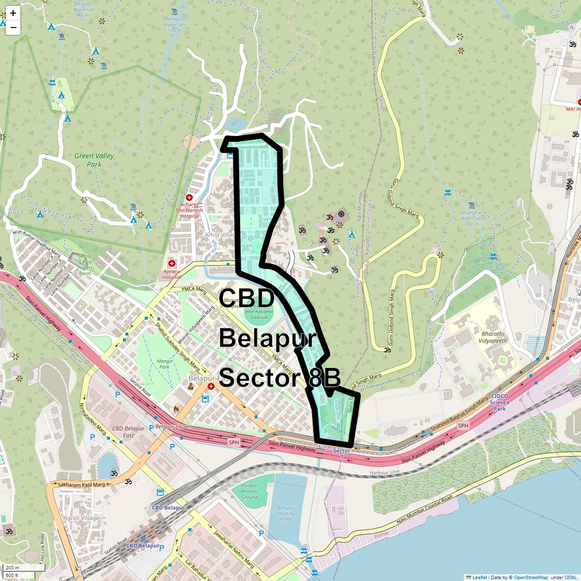 Location Map of CBD Belapur Sector 8B, Navi Mumbai