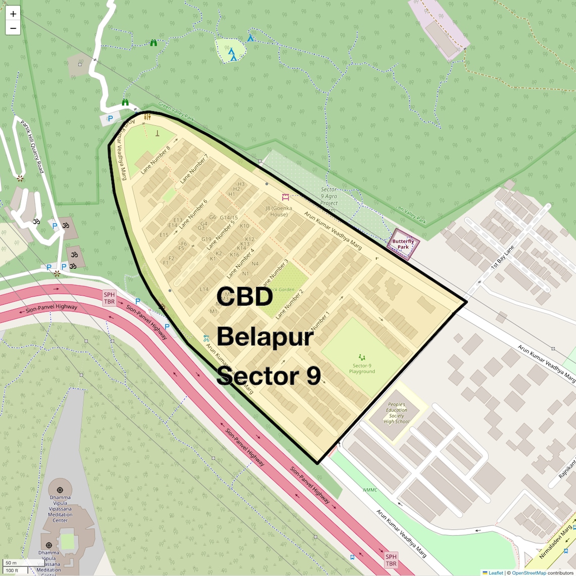 Location Map of CBD Belapur Sector 9, Navi Mumbai