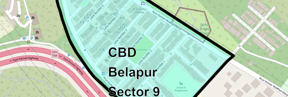 Location Map of CBD Belapur Sector 9, Navi Mumbai