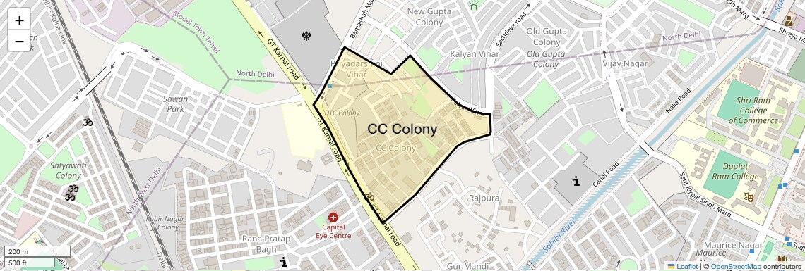 Location Map of CC Colony, Delhi