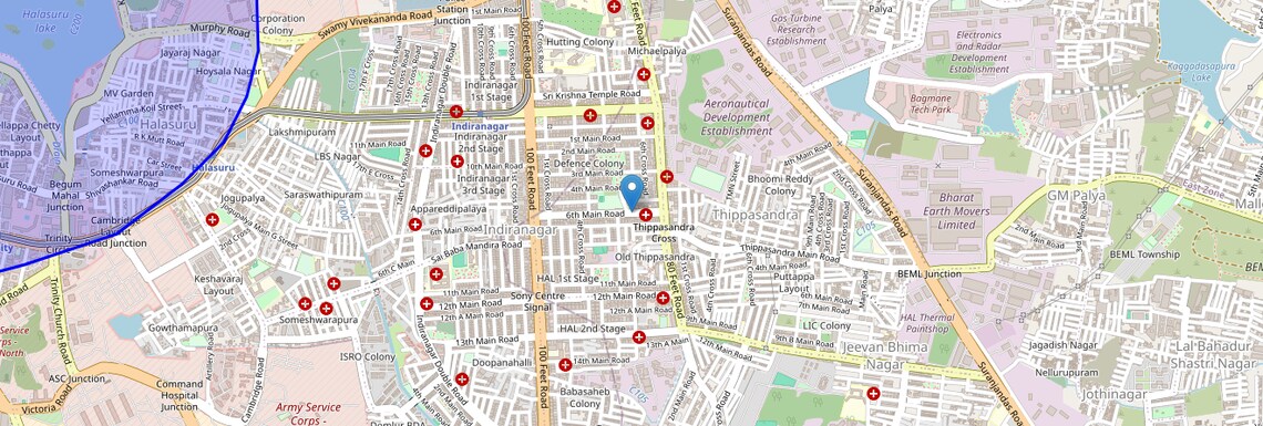 Location Map of Central Bangalore, Bangalore