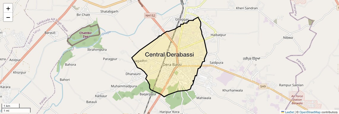 Location Map of Central Derabassi, Chandigarh