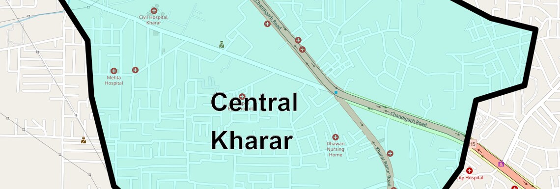 Location Map of Central Kharar, Chandigarh