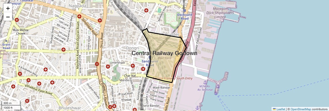 Location Map of Central Railway Godown, Mumbai