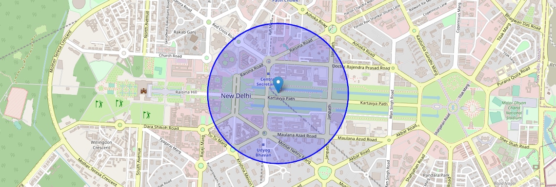 Location Map of Central Secretariat, Delhi