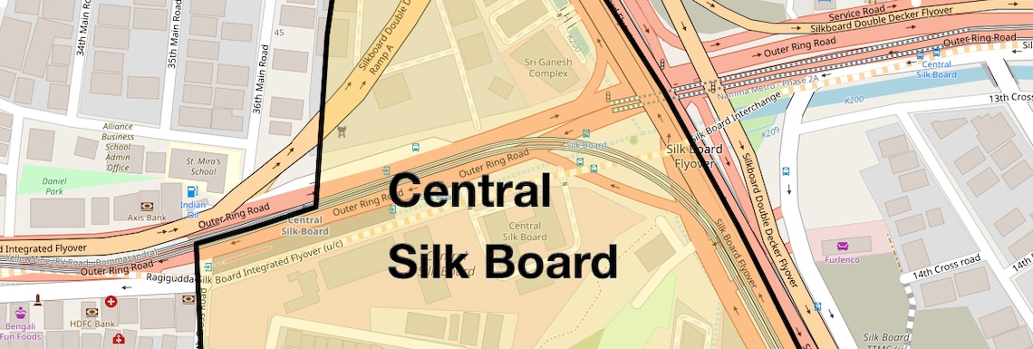 Location Map of Central Silk Board, Bangalore