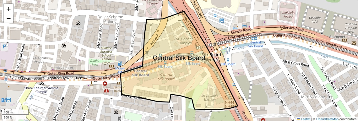 Location Map of Central Silk Board, Bangalore
