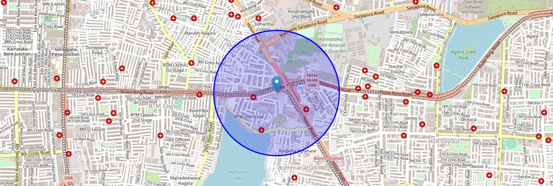 Location Map of Central Silk Board, Bangalore