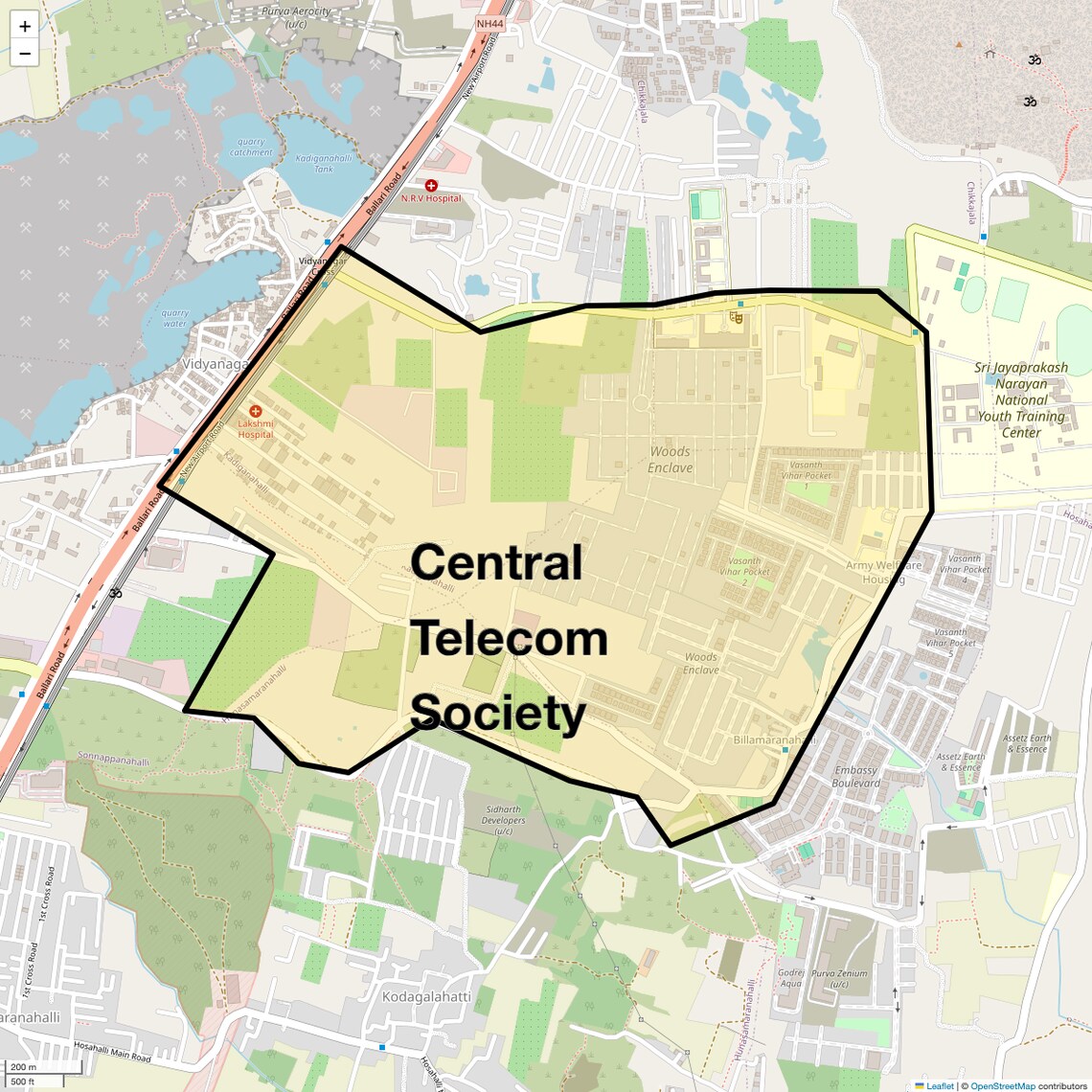 Location Map of Central Telecom Society, Bangalore