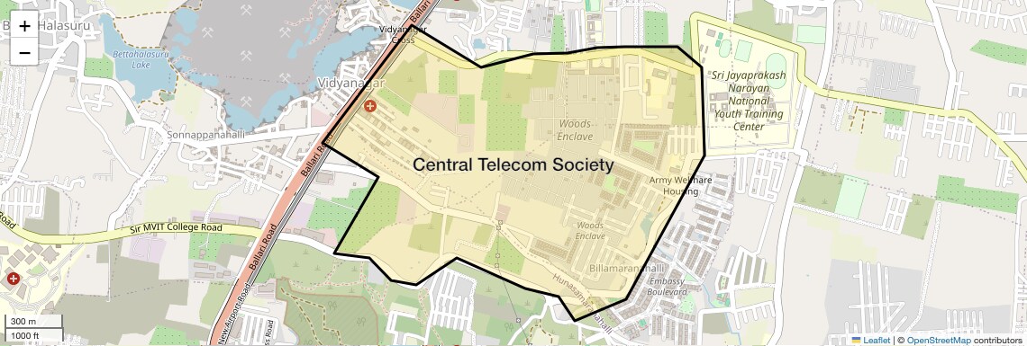 Location Map of Central Telecom Society, Bangalore