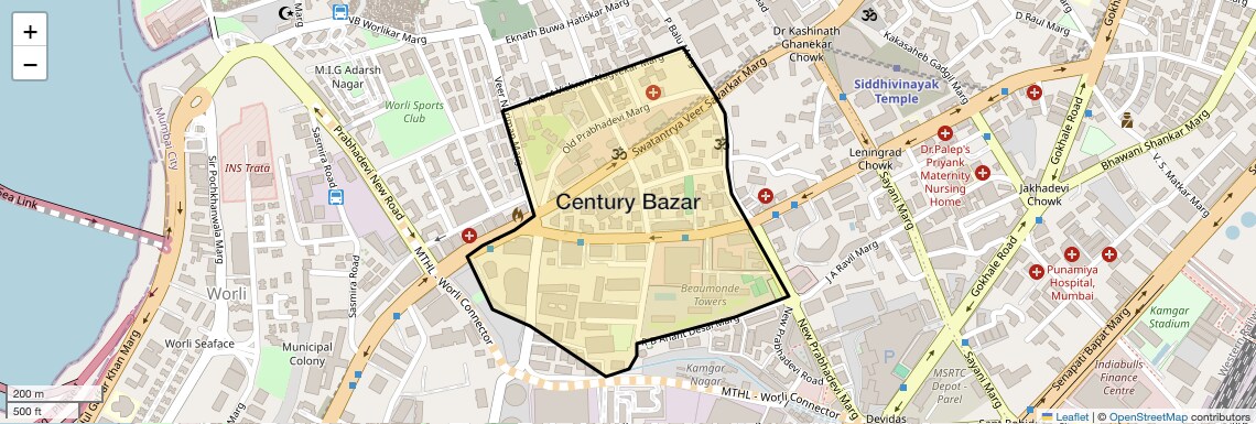 Location Map of Century Bazar, Mumbai