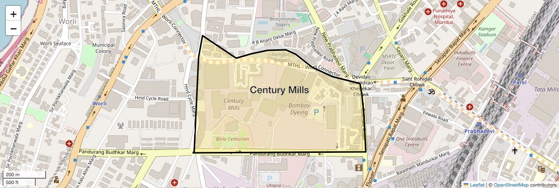 Location Map of Century Mills, Mumbai
