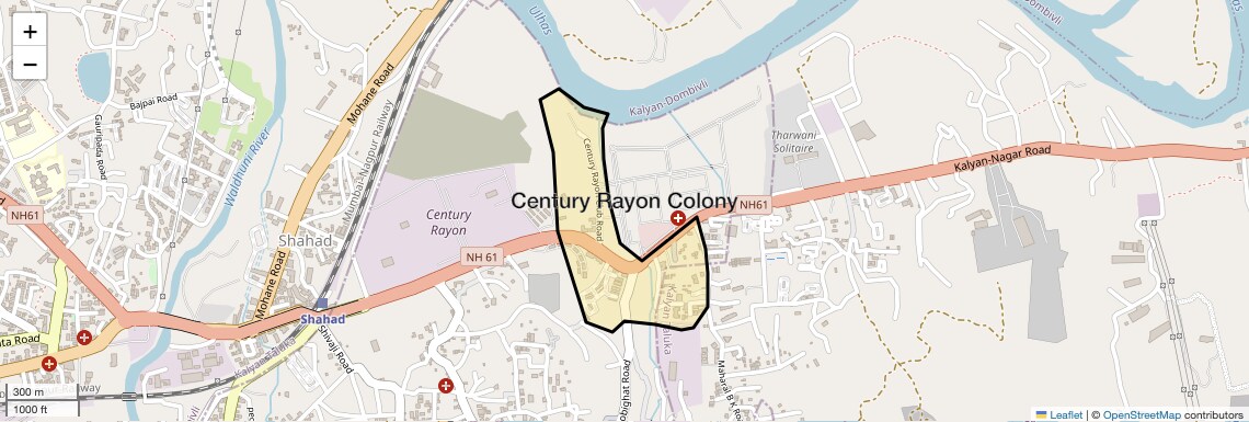 Location Map of Century Rayon Colony, Thane