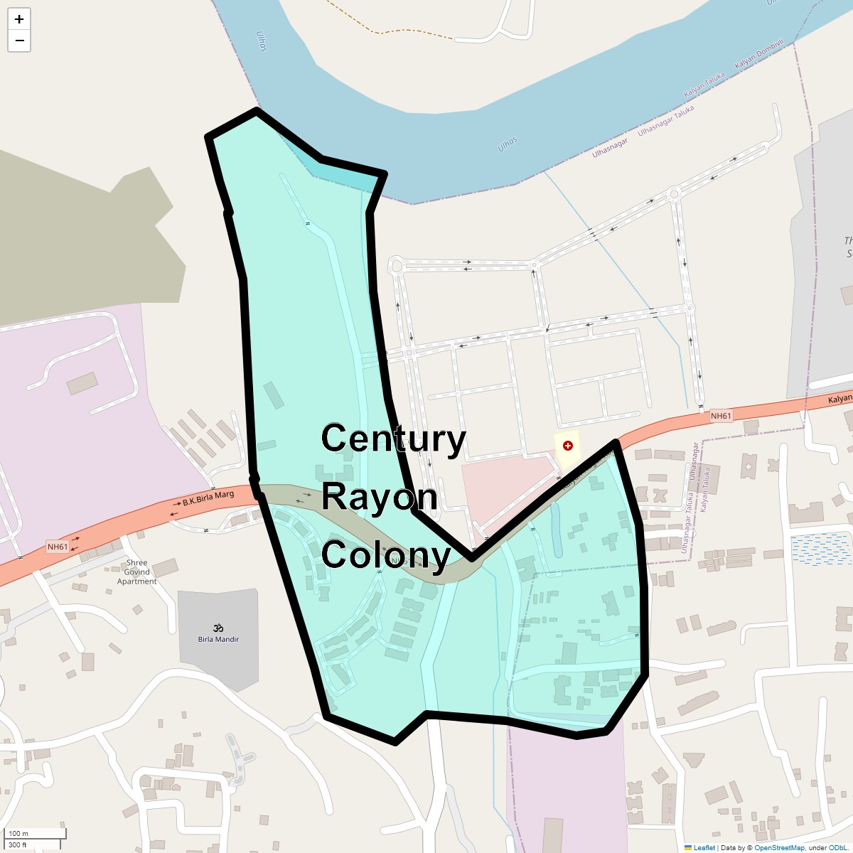 Location Map of Century Rayon Colony, Thane