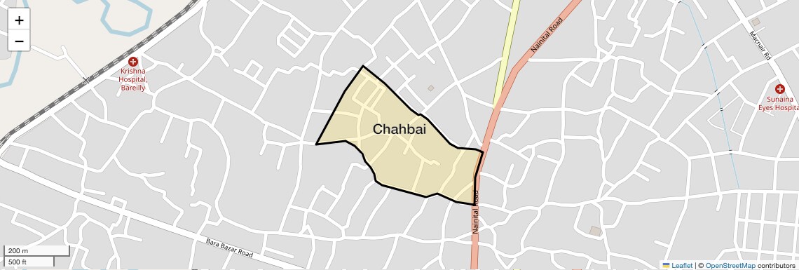 Location Map of Chahbai, Bareilly