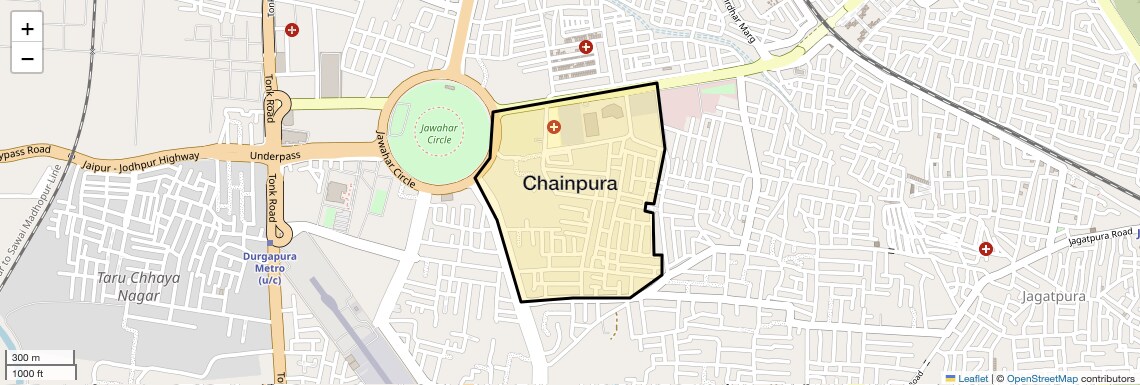 Location Map of Chainpura, Jaipur