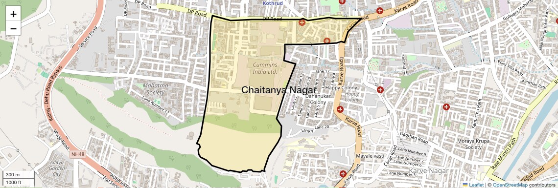 Location Map of Chaitanya Nagar, Pune