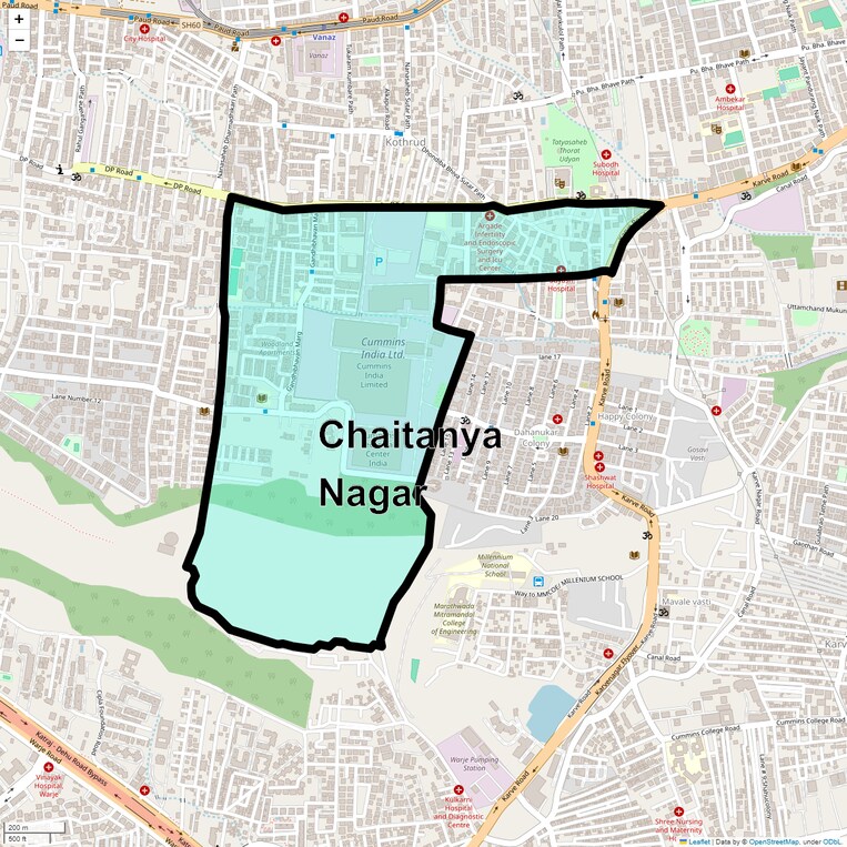 Location Map of Chaitanya Nagar