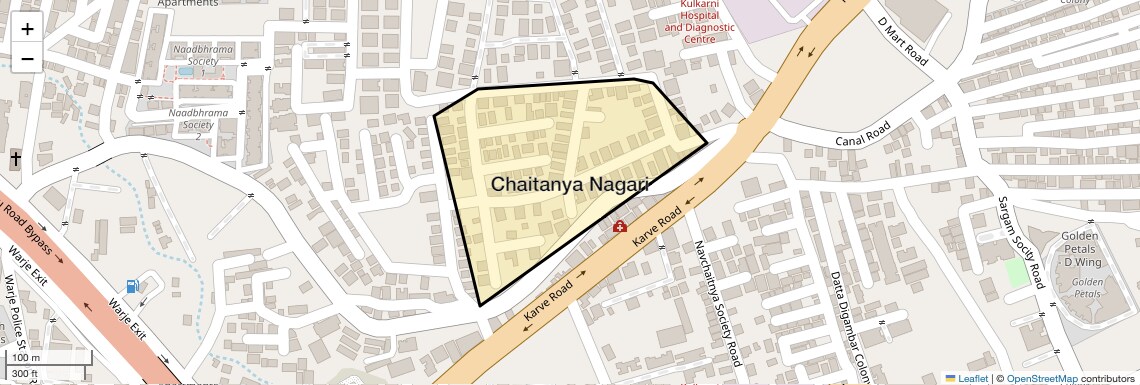 Location Map of Chaitanya Nagari, Pune