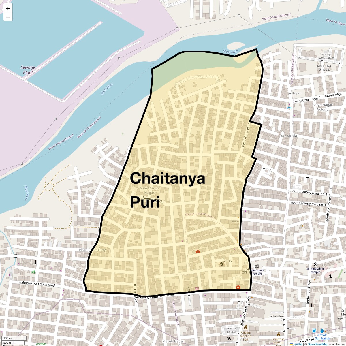 Location Map of Chaitanya Puri, Hyderabad