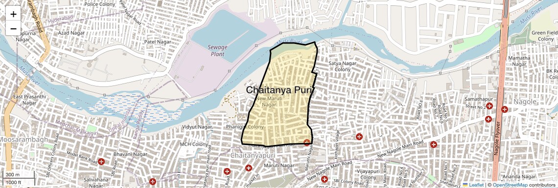 Location Map of Chaitanya Puri, Hyderabad