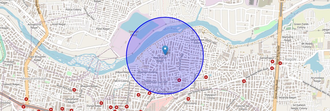 Location Map of Chaitanya Puri, Hyderabad