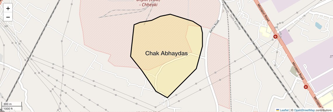 Location Map of Chak Abhaydas, Allahabad