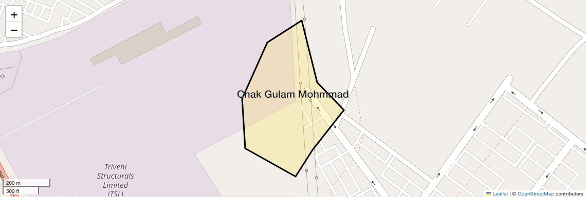 Location Map of Chak Gulam Mohmmad, Allahabad