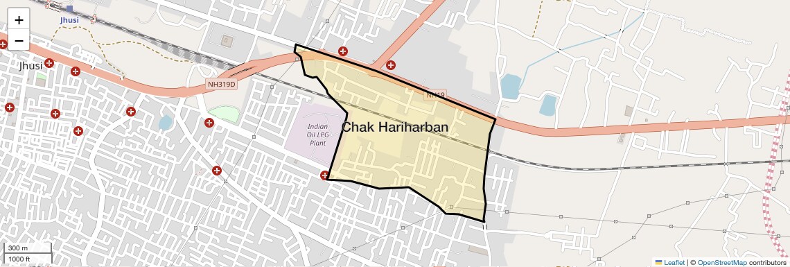Location Map of Chak Hariharban, Allahabad