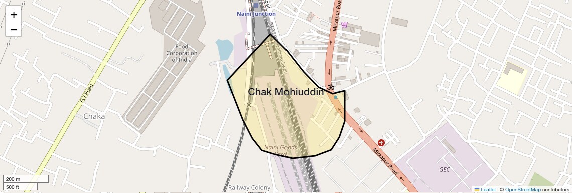 Location Map of Chak Mohiuddin, Allahabad